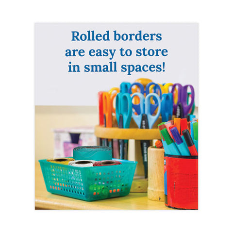 Rolled Borders, Scalloped Border, Back To School, 2.25" X 65 Ft, Teal