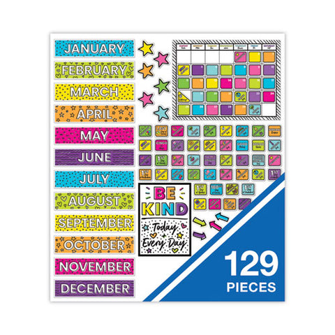 Calendar Bulletin Board Sets, 129-piece Set, Kind Vibes, 23" X 17", Multicolor