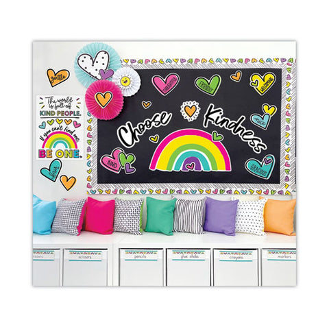 Motivational Bulletin Board Sets, 75-piece Set, Kind Vibes, 30" X 16", Multicolor