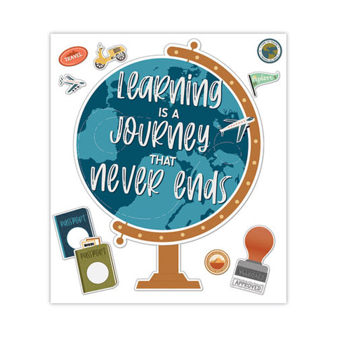 Motivational Bulletin Board Sets, 45-piece Set, Learning Is A Journey, 30.1" X 24", Multicolor