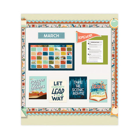 Calendar Bulletin Board Sets, 123-piece Set, Let's Explore, 23" X 13", Multicolor