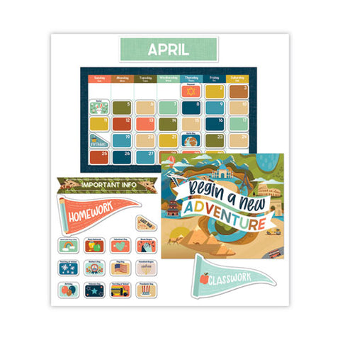 Calendar Bulletin Board Sets, 123-piece Set, Let's Explore, 23" X 13", Multicolor