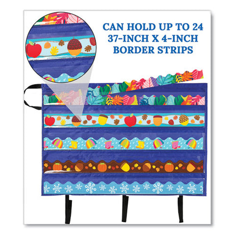 Border Storage Pocket Chart, 41" X 24.5", Blue/clear