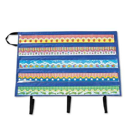 Border Storage Pocket Chart, 41" X 24.5", Blue/clear