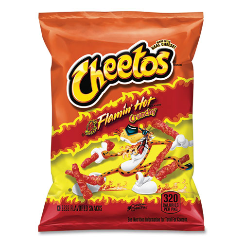 Crunchy Cheese Flavored Snacks, Flamin' Hot, 2 Oz Bag, 64/carton