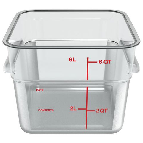 Squares Polycarbonate Food Storage Container, 6 Qt, 8.75 X 8.75 X 7.31, Clear, Plastic