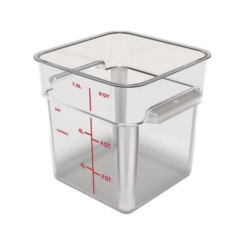 Squares Polycarbonate Food Storage Container, 8 Qt, 8.75 X 8.75 X 9, Clear, Plastic