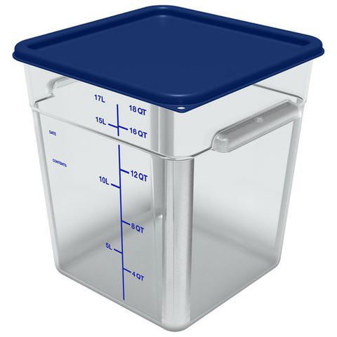 Squares Polycarbonate Food Storage Container, 18 Qt, 11 13 X 11.13 X 12.58, Clear, Plastic