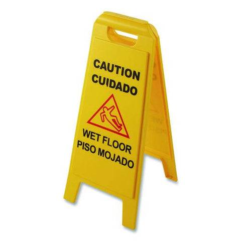Wet Floor Sign (english/spanish), 11 X 25 X 25, Yellow