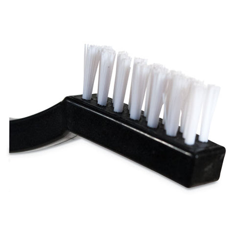 Flo-pac Utility Toothbrush Style Maintenance Brush, White Nylon Bristles, 7.25" Brush, 7" Black Polypropylene Handle