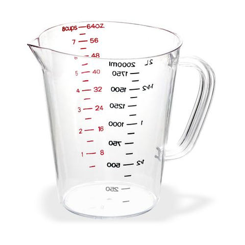 Commercial Measuring Cup, 0.5 Gal, Plastic, Clear