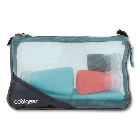 Five-piece Mesh Toiletry Bag Kit, Black/clear