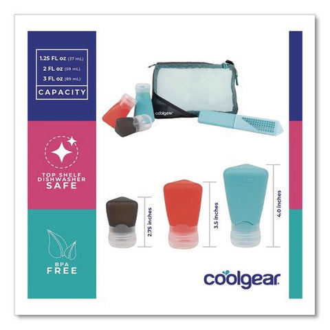 Five-piece Mesh Toiletry Bag Kit, Black/clear