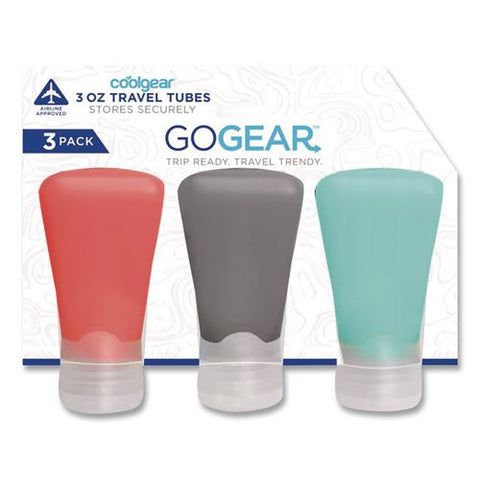 Go Gear Silicone Travel Toiletry Bottles, Assorted Colors, 3/pack