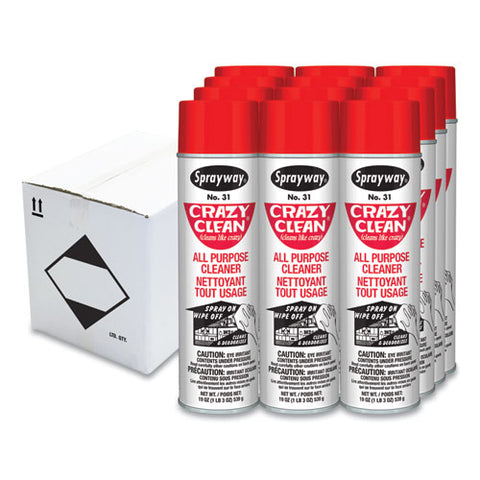 Crazy Clean All Purpose Cleaner, Floral Scent, 19 Oz Aerosol Spray, Dozen