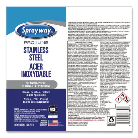 Stainless Steel Cleaner And Polish, 15 Oz Aerosol Spray, 12/carton