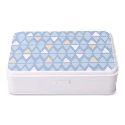 Pencil Case, Triangle Pattern, 2 Compartments, 5" X 8.75" X 2.75", Blue/white