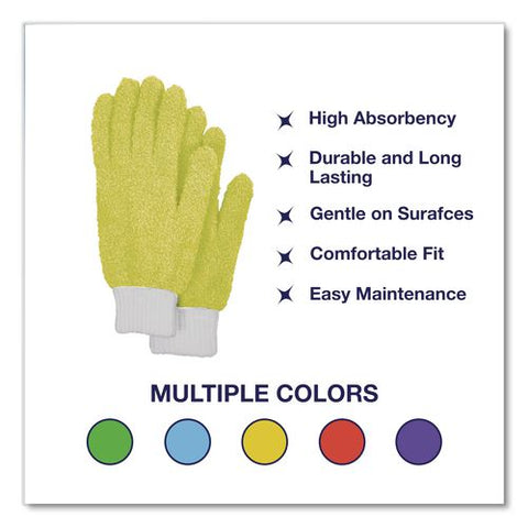 Microfiber Dusting Gloves, Yellow With White Cuffs, 2 Gloves