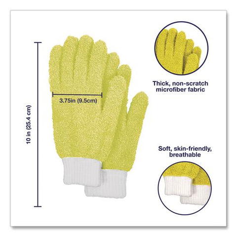 Microfiber Dusting Gloves, Yellow With White Cuffs, 2 Gloves