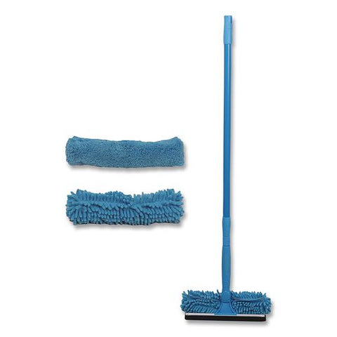 Window Cleaner Set, With Washing Pads, 11", 49" Plastic Handle, Blue
