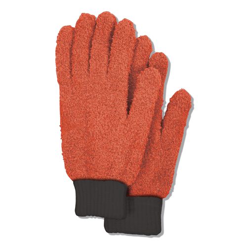 Microfiber Dusting Gloves, Coral With Black Cuffs, 2 Gloves