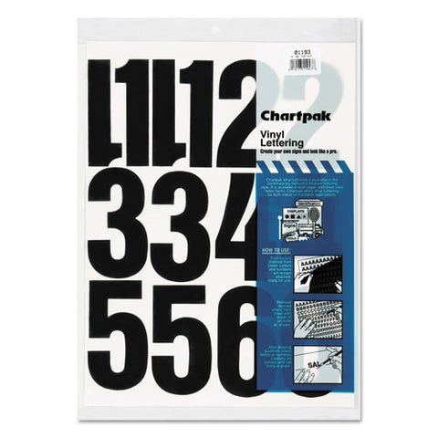 Press-on Vinyl Numbers, Self Adhesive, Black, 4"h, 23/pack