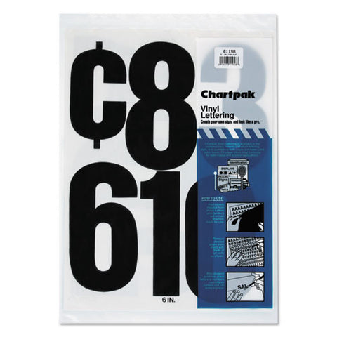 Press-on Vinyl Numbers, Self Adhesive, Black, 6"h, 21/pack