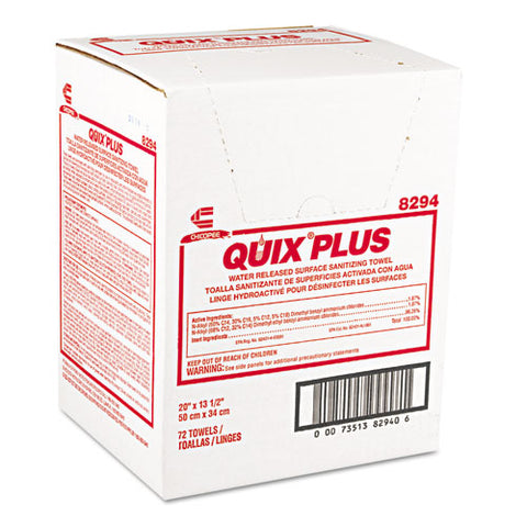 Quix Plus Cleaning And Sanitizing Towels, 13.5 X 20, Pink, 72/carton