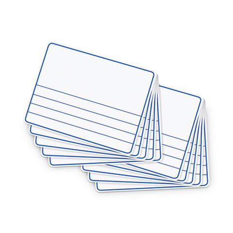 Dry Erase Student Boards, Ruled For Handwriting Practice, 12" X 9", Blue/white Surface, 10/set