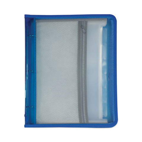 Zippered Binder With Expanding File, 2" Expansion, 7 Sections, Zipper Closure, 1/6-cut Tabs, Letter Size, Bright Blue