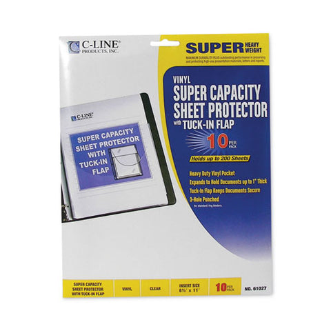 Super Capacity Sheet Protectors With Tuck-in Flap, 200", Letter Size, 10/pack