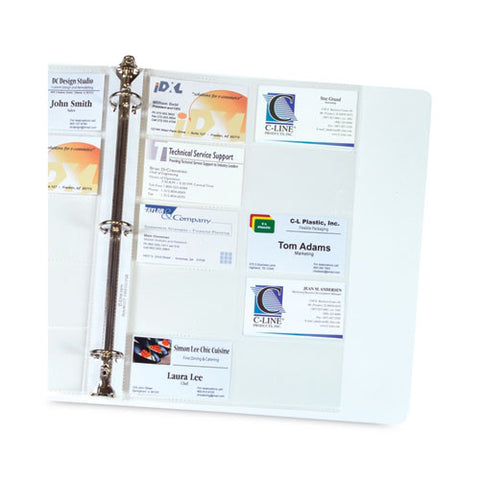 Business Card Binder Pages, For 2 X 3.5 Cards, Clear, 20 Cards/sheet, 10 Sheets/pack