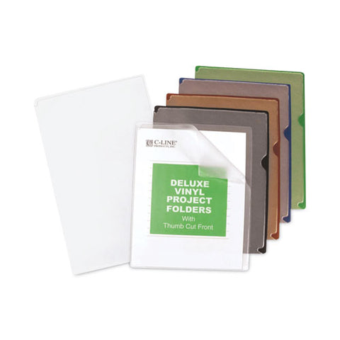 Deluxe Vinyl Project Folders, Letter Size, Assorted Colors, 35/box