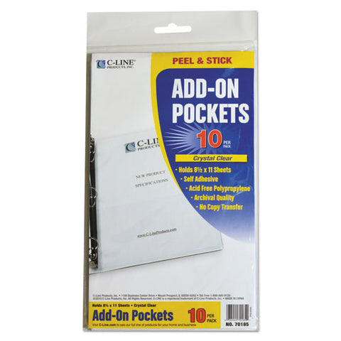 Peel And Stick Add-on Filing Pockets, 25", 11 X 8.5, 10/pack