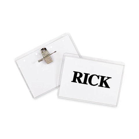 Name Badge Kits, Top Load, 3 1/2 X 2 1/4, Clear, Combo Clip/pin, 50/box