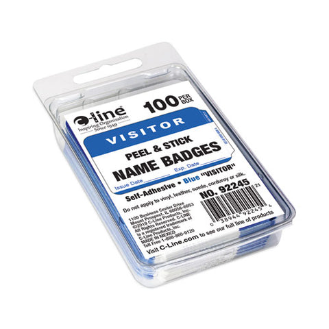 Self-adhesive Name Badges, Hello My Name Is, Blue, 3.5 X 2.25, 100/bx