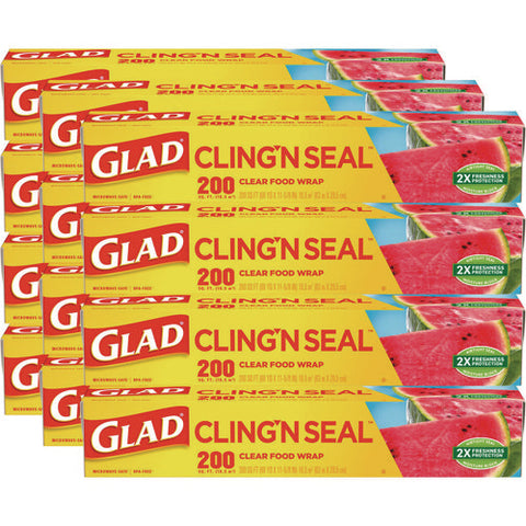 Cling'n Seal Plastic Food Wrap, 200 Square Foot Roll, Clear, 12 Rolls/carton