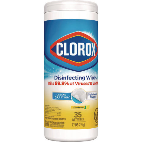 Disinfecting Wipes, 1-ply, 7 X 8, Crisp Lemon, White, 35/canister