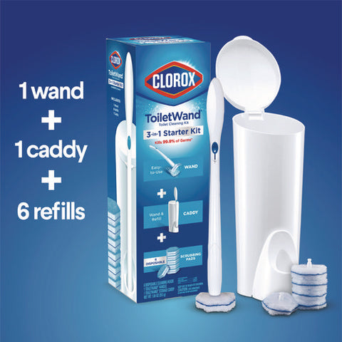 Toiletwand Disposable Toilet Cleaning System: Handle, Caddy And Refills, White, 6/carton