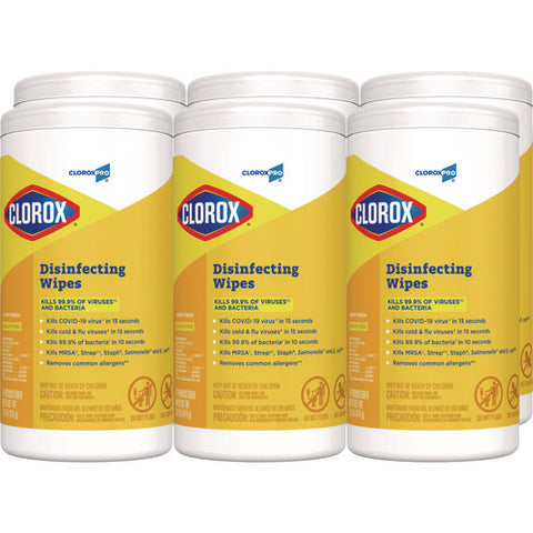 Disinfecting Wipes, 1-ply, 7 X 8, Lemon Fresh, White, 75/canister, 6/carton