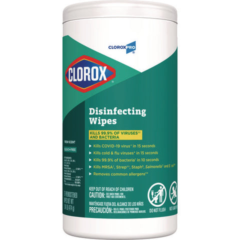 Disinfecting Wipes, 1-ply, 7 X 8, Fresh Scent, White, 75/canister