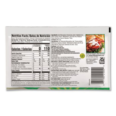 The Original Ranch Dry Mix, Buttermilk Recipe, 3.2 Oz Packet, 18/carton