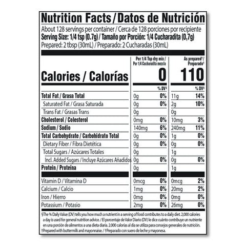 The Original Ranch Dry Mix, Buttermilk Recipe, 3.2 Oz Packet, 18/carton