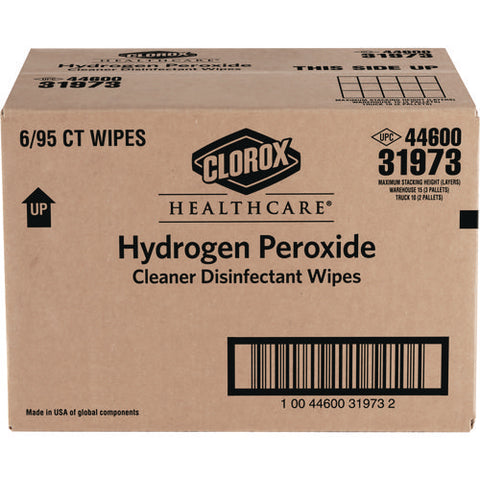 Hydrogen Peroxide Cleaner Disinfectant Wipes, 9 X 6.75, Unscented, White, 95/canister, 6 Canisters/carton