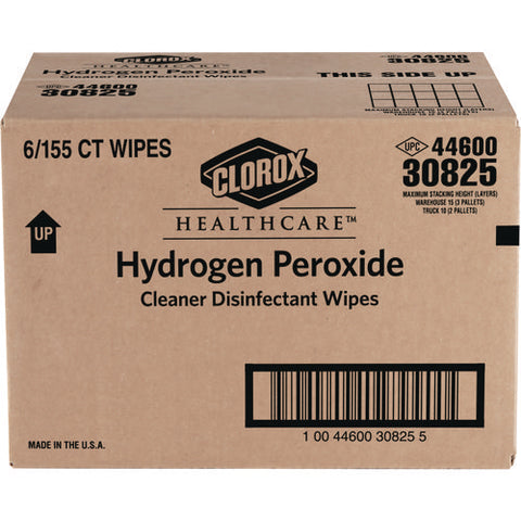 Hydrogen Peroxide Cleaner Disinfectant Wipes, 5.75 X 6.75, Unscented, White, 155/canister, 6 Canisters/carton