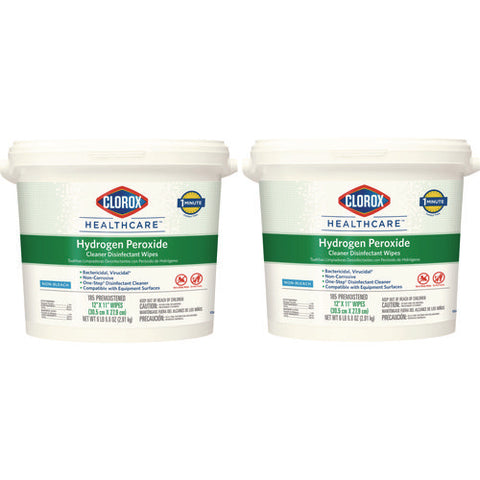 Hydrogen Peroxide Cleaner Disinfectant Wipes, 11 X 12, Unscented, White, 185/canister, 2 Canisters/carton