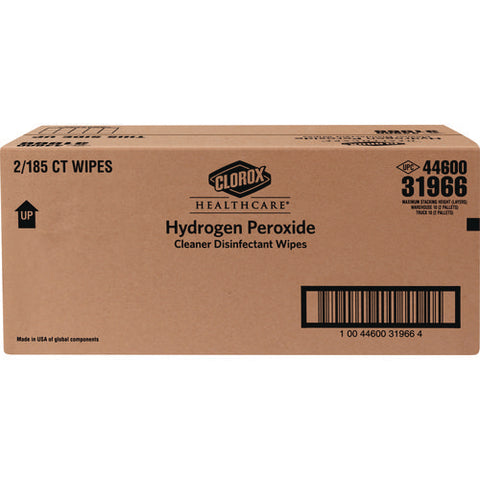 Hydrogen Peroxide Cleaner Disinfectant Wipes, 11 X 12, Unscented, White, 185/canister, 2 Canisters/carton