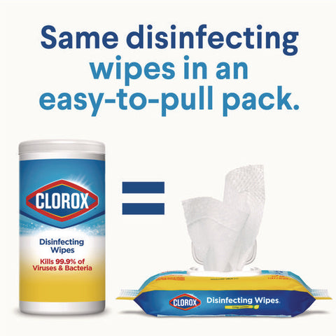 Disinfecting Cleaning Wipes, Flex Pack, 1-ply, 8 X 7, Lemon Scent, White, 75 Towels/box