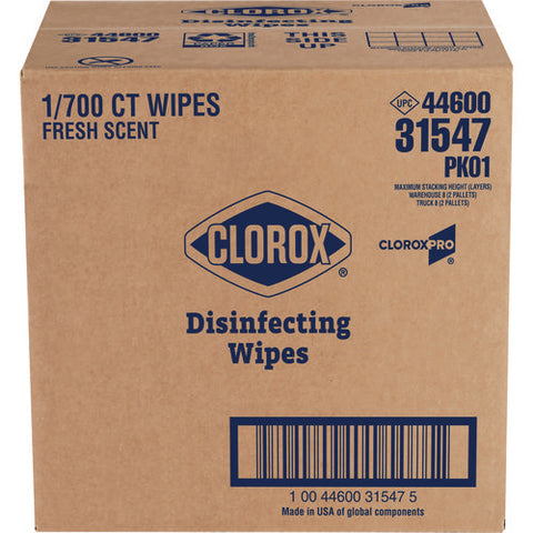 Disinfecting Wipes, 1-ply, 7 X 8, Fresh Scent, White, 700/bucket