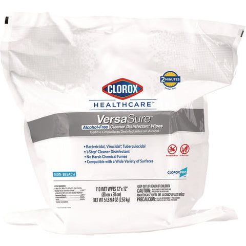 Versasure Cleaner Disinfectant Wipes, 1-ply, 12 X 12, Fragranced, White, 110/pouch